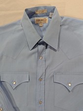 Sheplers Shirt Mens S Blue Long Sleeve Western Pearl Snap Pockets Solid