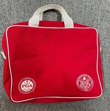 RARE! Vintage PGA USGA Travel Hand Bag Red Canvas Bag w/Handles