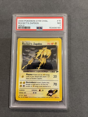 2000 Pokemon Rocket's Zapdos 15/132 Gym Challenge Holo PSA 7