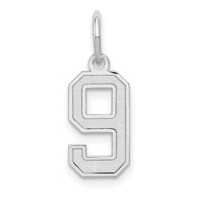 14kw Small Satin Number 9 Charm Necklace Womens