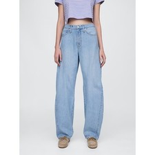GAP High Rise Ultrasoft Barrel Jeans Light Indigo Blue 29 / 8