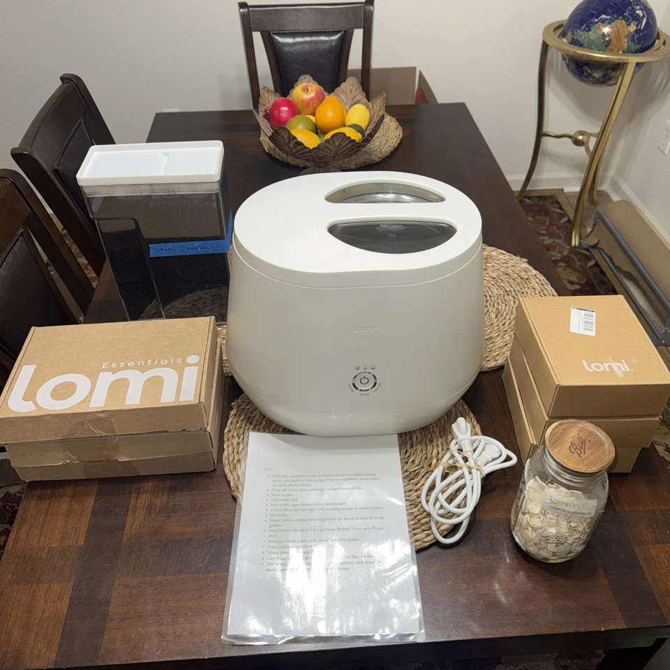 Lomi 80100 Arbeitsplattenkomposter mit Filter Pods Kohle und Zubehör funktioniert