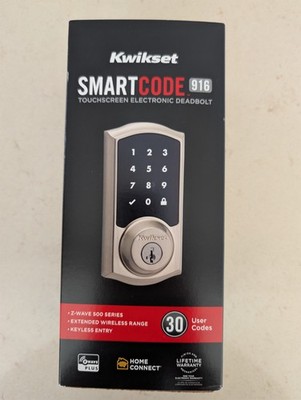 Kwikset SmartCode 916 Z Wave Smart Lock Keyless Touchscreen Satin Nickel No Keys