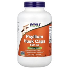 Now Foods Psyllium Husk Caps 500 mg 500 Veg Capsules GMP Quality Assured, Vegan,