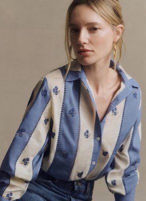 NWT Sezane Marzia Floral Embroidery Shirt Size 4 Org. $160 36FR