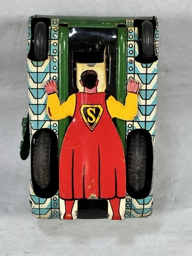 Beautiful Marx SUPERMAN Rollover Tank Tin Windup #M25 Green