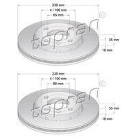 2X Topran Bremsscheiben 239Mm BelÜFtet Vorne Passend FüR Seat Arosa VW Lupo