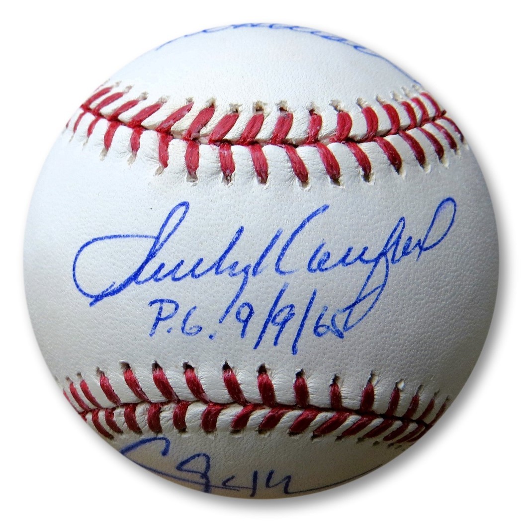 Sandy Koufax Kershaw Hershiser Valenzuela Signed Baseball No