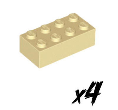 4x LEGO 3001   2x4 Stein   Brick   beige   tan