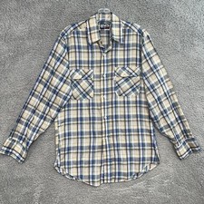 VTG Levi's Shirt Men's Sz M Blue Tan Plaid White Tab Long Sleeve Made in USA 80s