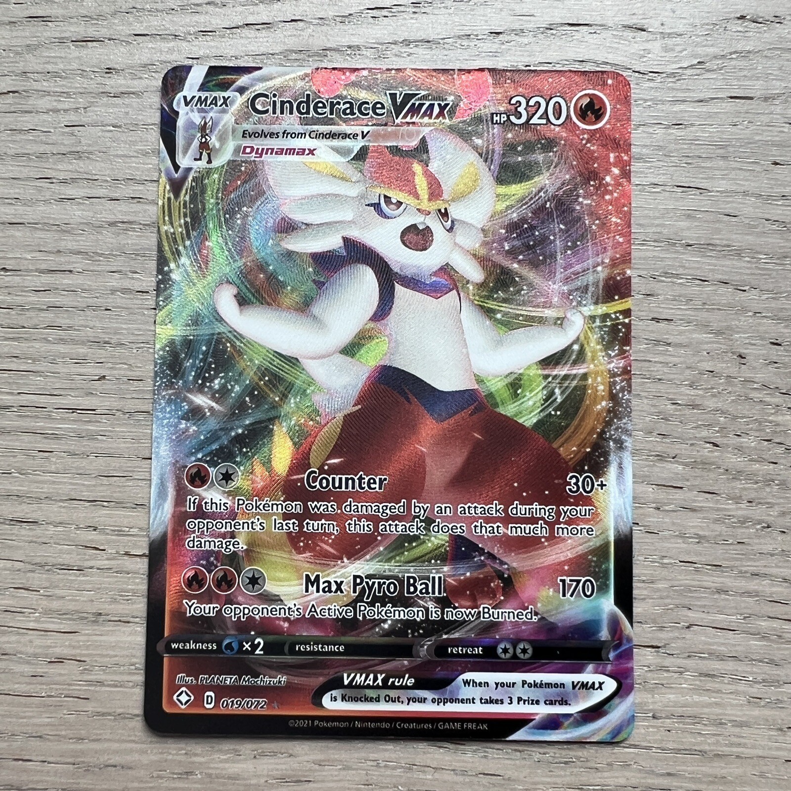 Pokémon TCG Cinderace VMAX Shining Fates 019/072 Holo Ultra Rare PSA 10
