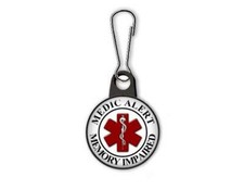 Medic Alert Memory Impaired - Zipper Pull, Lu...