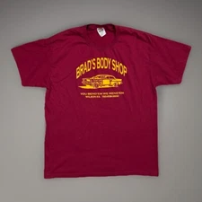 VTG 2007 Graphic T-Shirt Men’s Large Burgundy Car Body Shop Heavy Cotton