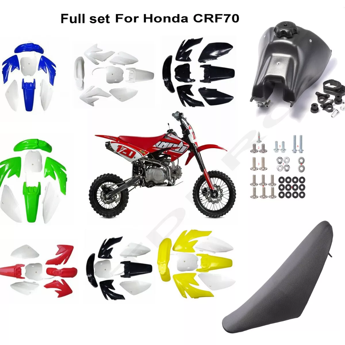 For Honda CRF70 XR70 Plastics Fairing Kit Tank Seat Screws Dirt