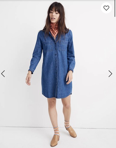 Denim Puff-Sleeve Shirtdress in Harris Wash size S