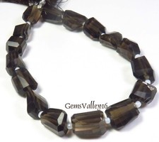 Natural Brown Smoky Quartz Nugget Tumble Faceted Beads 10-14.5m 8"Strand GV-2564