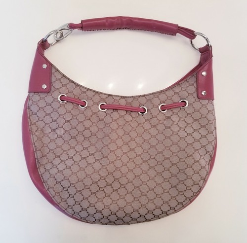 Handtasche Kreis Beige Schulter Rund Rosa Zeichnung Akzent Magnetverschluss - Bild 7 von 7