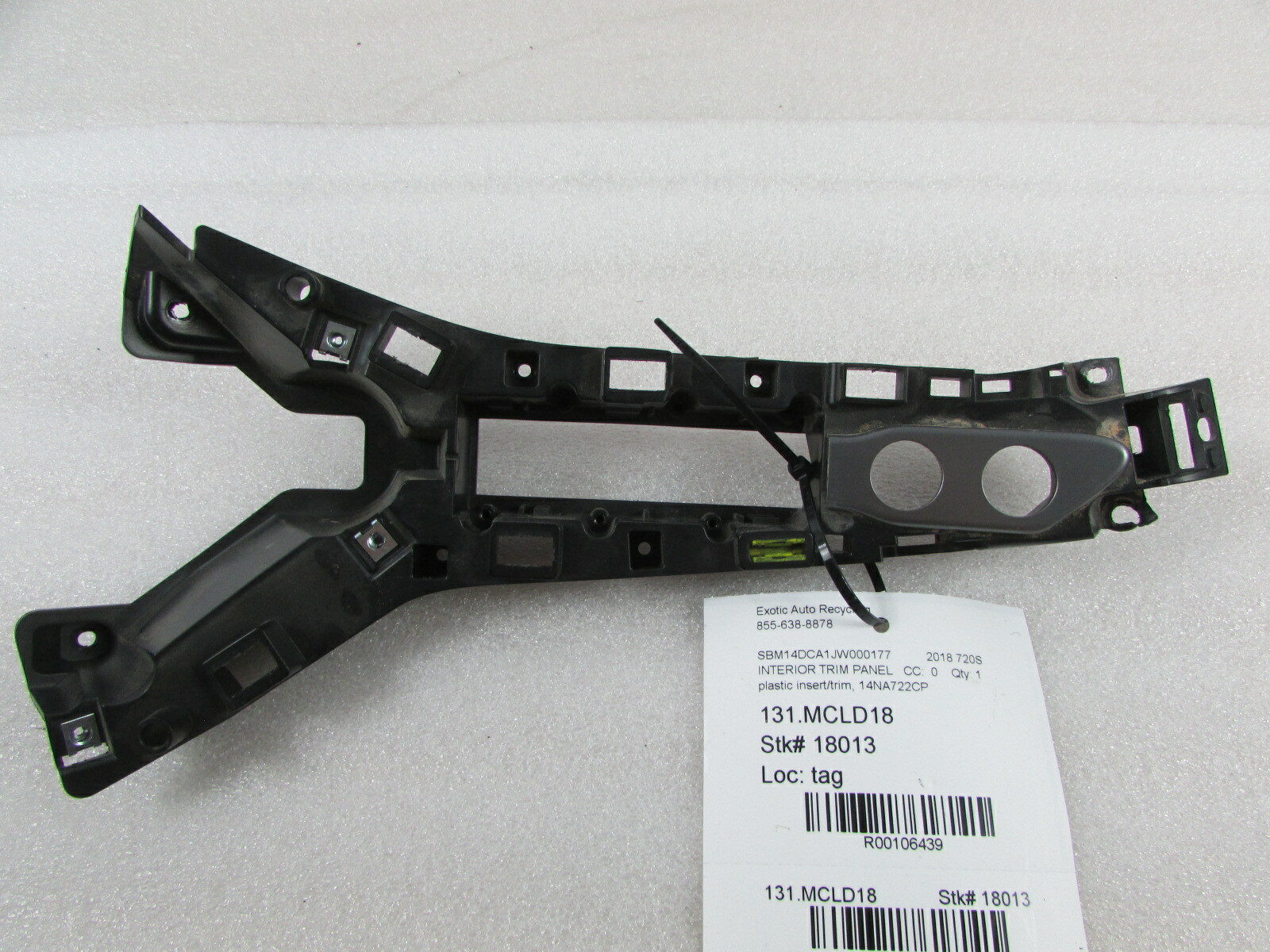 Mclaren 720S, Plastic Insert Trim Panel, Used, P/N 14NA722CP