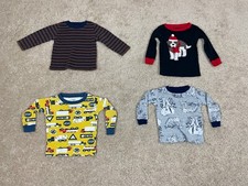 Lot of 4 Carters T-Shirt Toddler 9M/12M Long Sleeve Animal Stripes Multicolor