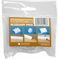 D-Line Quadrant Decorative Trunking Clip Over 8 Piece Accessory Multipack 22x22m