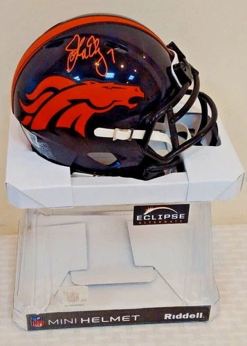 JOHN ELWAY Autographed Signed ECLIPSE Black NFL Football Mini Helmet BAS Broncos