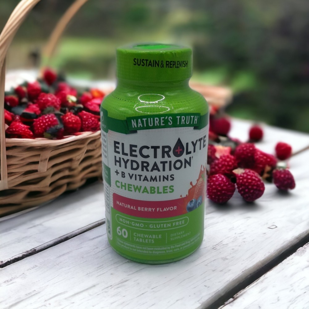 Nature's Truth Electrolyte Hydration + B Natural Berry, 60 Chew Tabs Exp 03/2026