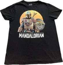 Star Wars The Mandalorian Baby Yoda Men  s Short Sleeve T-Shirt Black- Size S