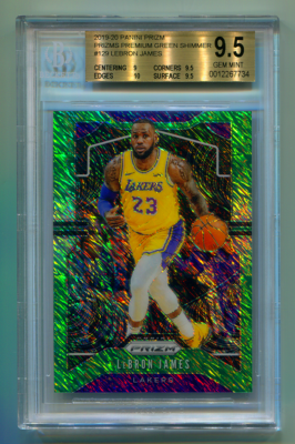 2019-20 PANINI PRIZM GREEN SHIMMER LEBRON JAMES /25 BGS 9.5 GEM