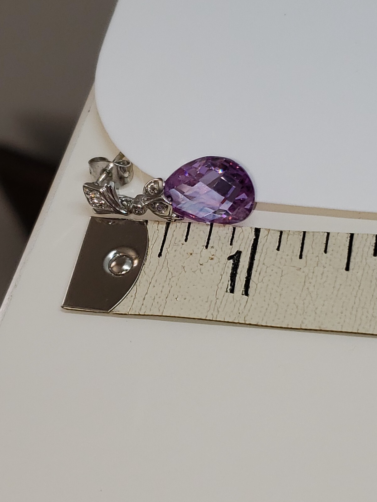 Simulated Amethyst Silver Dangle/Drop Earrings - image 8