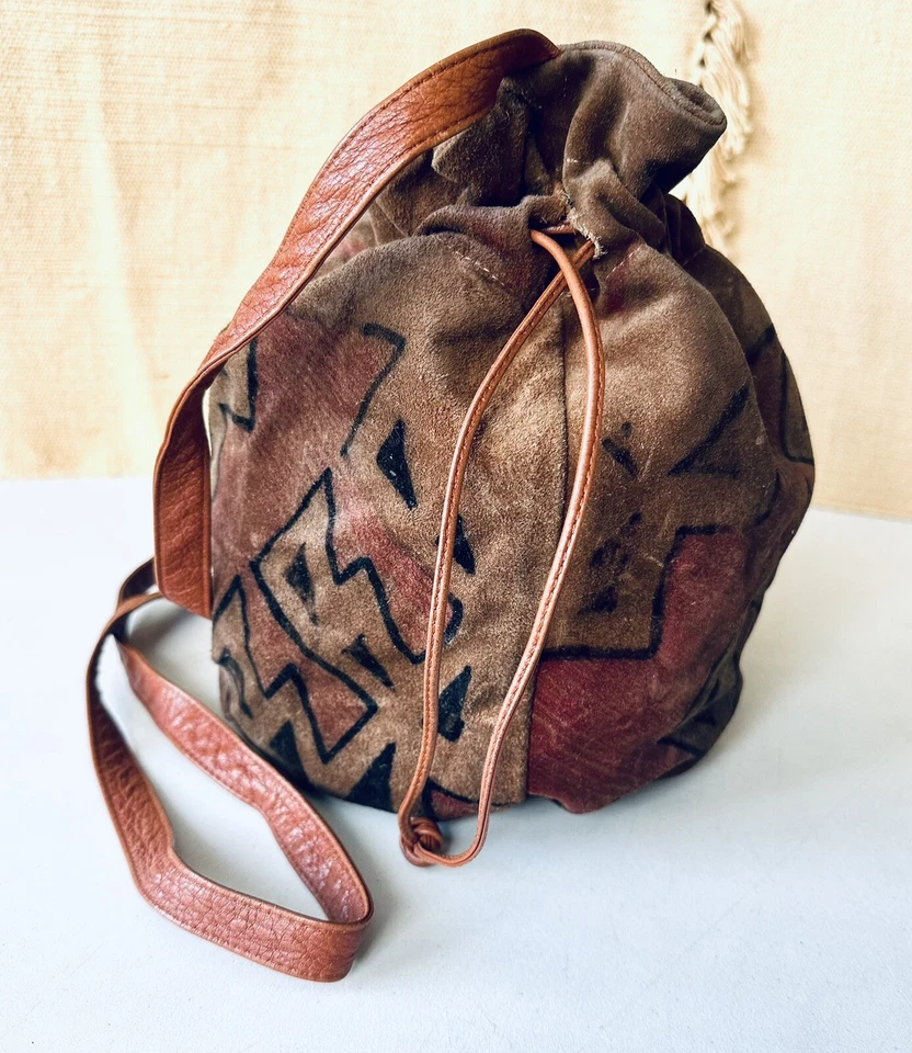 Bolso/cartera tipo hobo tipo cubo bandolera de cuero Carlos Falchi vintage de los 80 RARO Foto 2 de 4