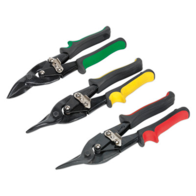 Sealey AK6907 Luftfahrt Blechschere Set 3-teilig SCHNEIDER GEZAHNTE BACKEN FALLENGESCHMIEDET