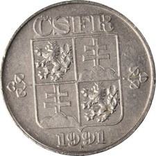 #925461 Coin, Czechoslovakia, 2 Koruny, 1991