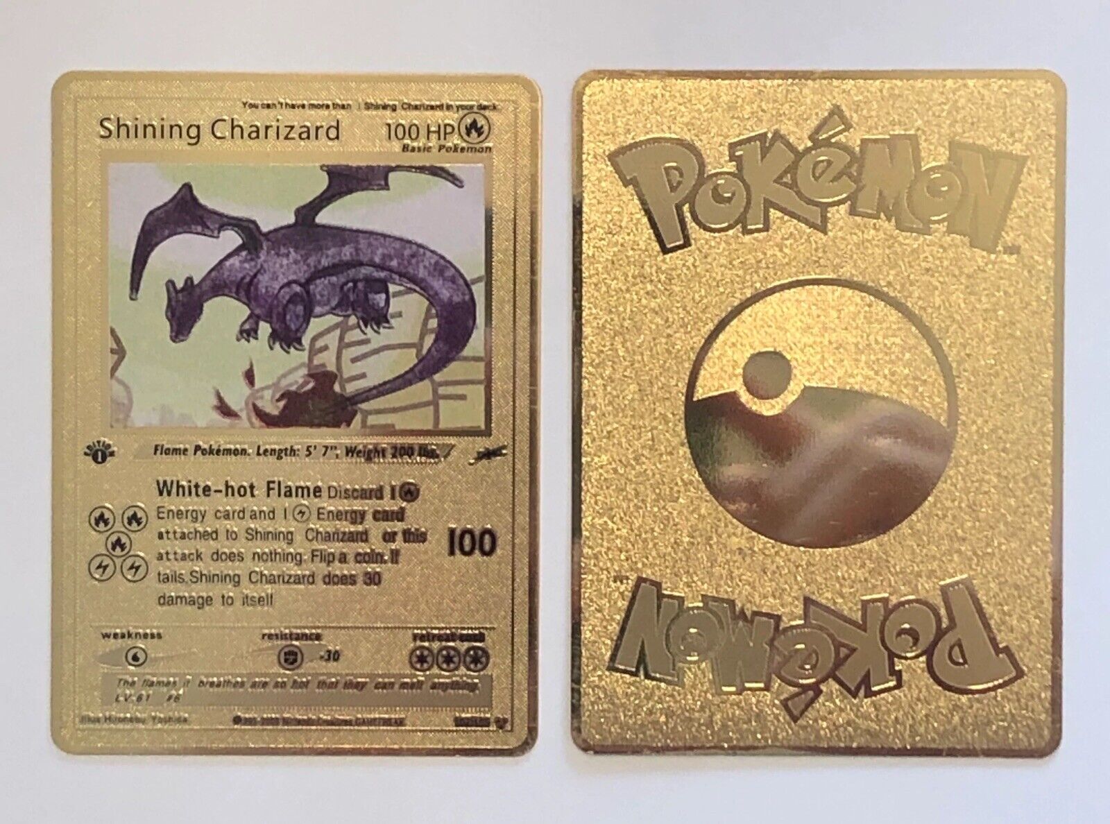 Rare Mint Condition Gold Shining Charizard 1st Edition Neo Destiny 107/105 1995