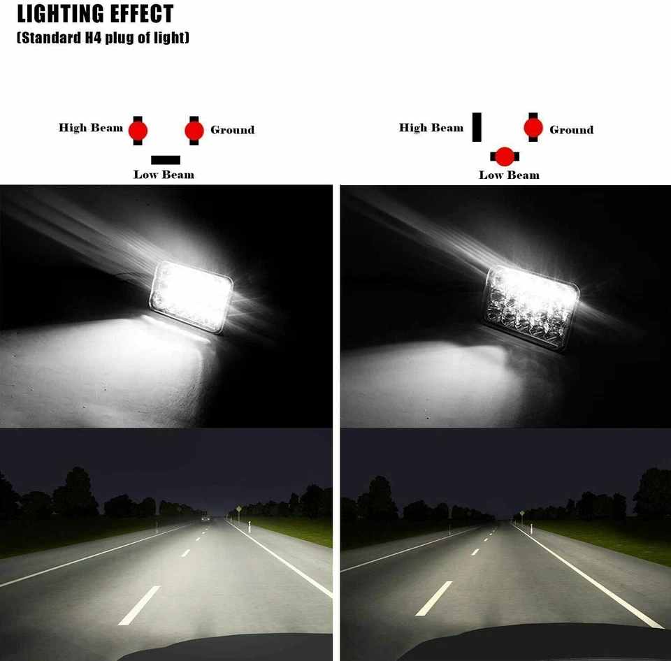 4PCS 4x6'' LED Headlight HI-LO Sealed Beam Fit Freightliner Classic XL 2001-2009 - Изображение 3 из 4