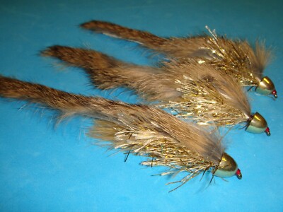 FLY FISHING FLIES - Natural/Gold [.44 MAGNUM] Bunny Streamers, size #2 (3 pcs) 