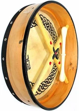 16" NATURAL BODHRAN with CASE/BEATER CELTIC CIRCLE ON HEAD