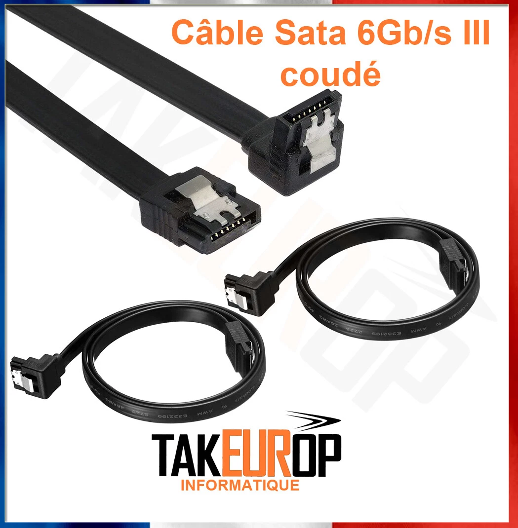 Lot De 50 Câbles SATA Droit Vers Coudé + 50 Adaptateurs Molex Vers SATA - Neuf