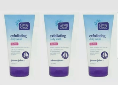JOHNSON & JOHNSON 3X saubere und klare tägliche Peeling-Gesichtswäsche 150ml ÖLFREI & schnelle Lieferung