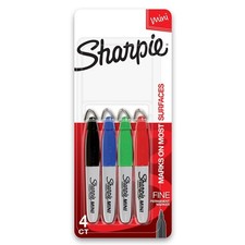 Mini Permanent Markers, Fine Point, Assorted Colors, 4 Count