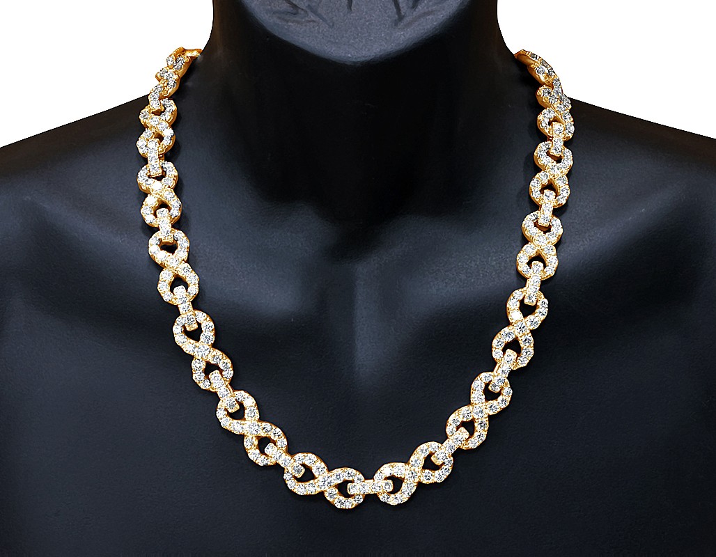 45 Pointer Diamond Infinity Chain Necklace 84.2CT 10K Gold 15MM 16