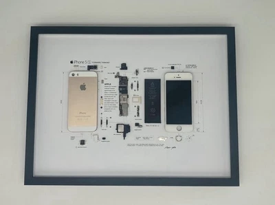 iPhone 5s Zerlegt im Rahmen – Technik Kunstwerk – Gerahmte Wanddeko – Schwarz - Bild 1 von 3