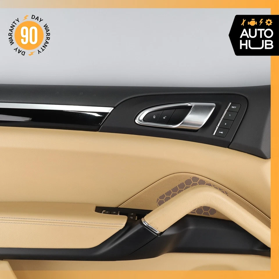 11-18 Porsche Cayenne 958 S Front Left Driver Side Interior Door Panel Beige OEM - Image 3 of 4