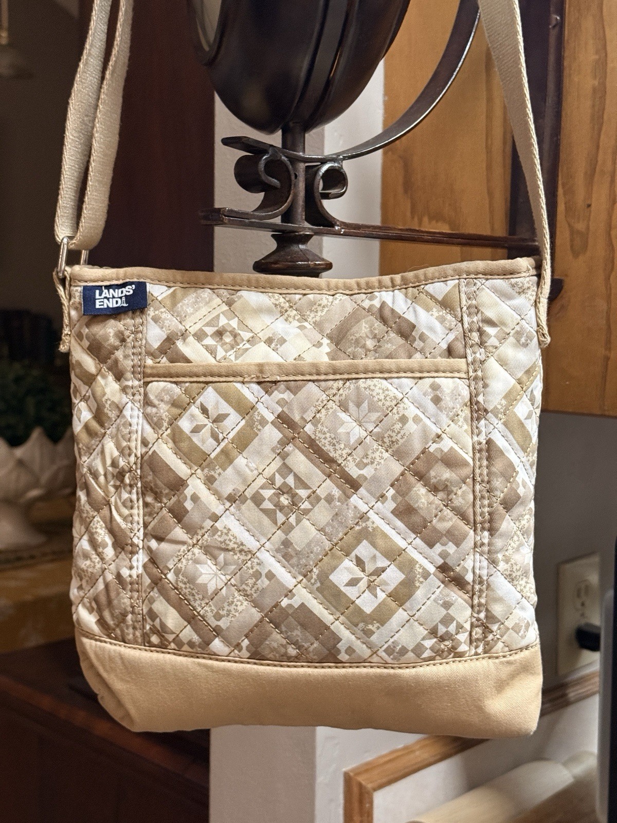 Quilted Crossbody Purse Lands End Tan New Lightweight Shoulder Bag