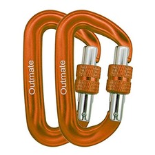 12kN 3.2"x2" Heavy-Duty Carabiner Clips - Durable, Screw gate,2 Orange