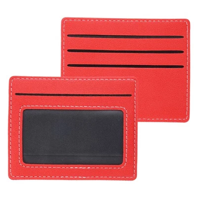 2er-Set PU-Leder Kreditkartenhalter mit ID-Fenster für Minimalist, 4 Fächer, Rot - Bild 1 von 4