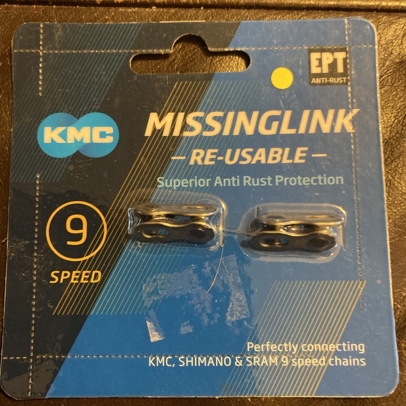 Genuine KMC Missinglink TWO 9 Speed Bike Chain Link, Re-usable EPT