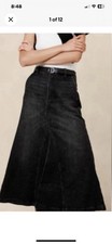 NWT 12 Banana Republic Dark Wash Maxi Split Front Flared Heavy Denim Jean Skirt