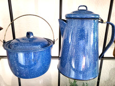 Granite Ware Kettle & Bean Pot Set Classic Bl...