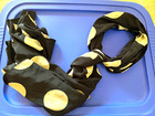 Women’s Scarf Black & Beige Polka Dot Satin Polyester Rectangle Scarf — photo 1