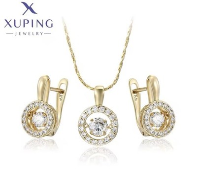 Neu Xuping Schmuck Set Ohrringe Halskette Mit Anhänger 14K Vergoldet Wasserfest